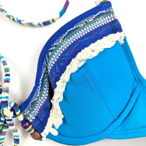 Lucky Brand Bikini Top Petite Fringes Small NWOT - Picture 4 of 8